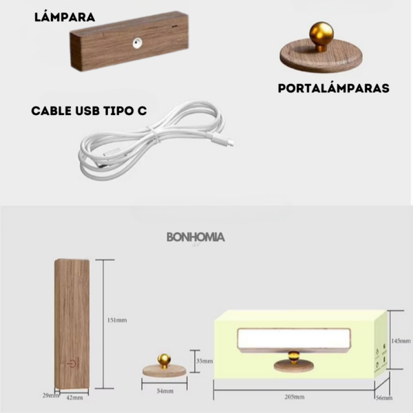 Luz de pared magnética de madera maciza - Imagen 8